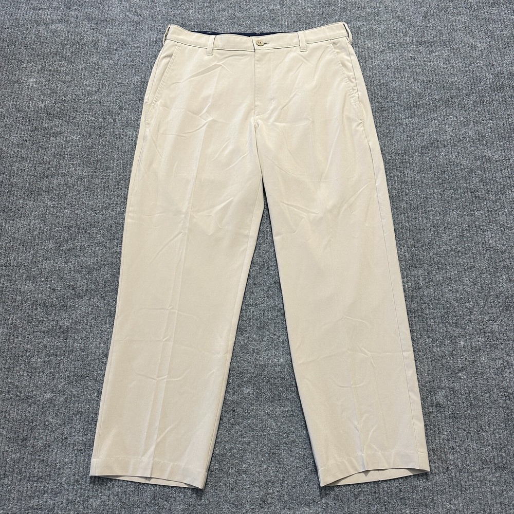 IZOD Golf Mens Pants 32x30 Beige Polyester Stretch Outdoor Flat Front Mid Rise